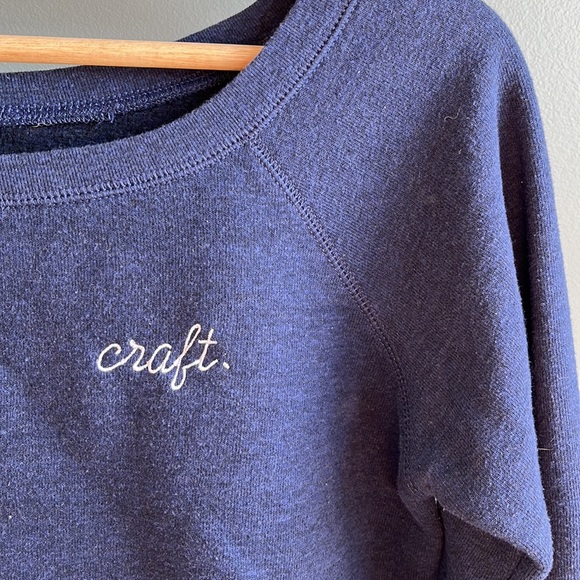 ‘Craft’ embroidered boatneck fleece sweater, medium - Picture 2 of 3